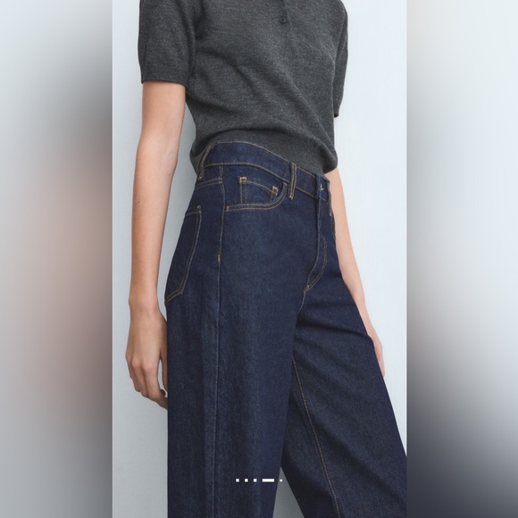 Mango Danila Wide Leg Jeans Dark Wash Size 4 Hemmed 29” Inseam - Picture 7 of 8